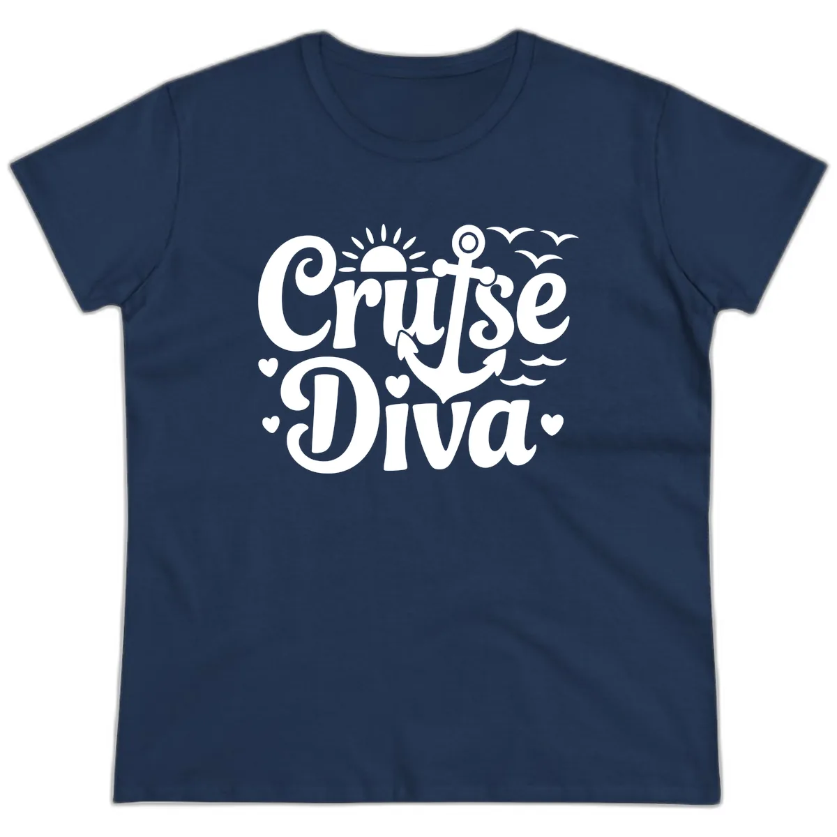 Cruise Diva Anchor Sun Design Ladies Tee in Navy