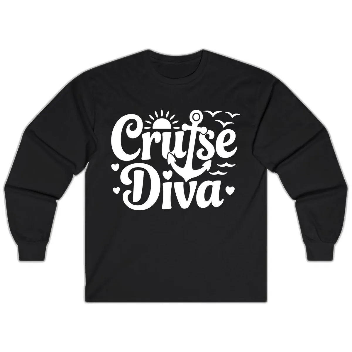 Cruise Diva Anchor Sun Design Long Sleeve in Black