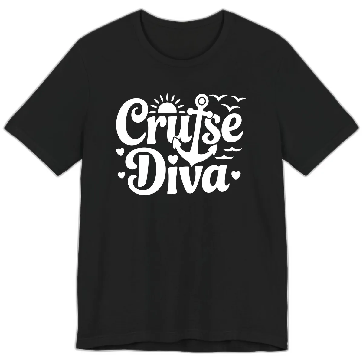Cruise Diva Anchor Sun Design Premium T-Shirt in Black