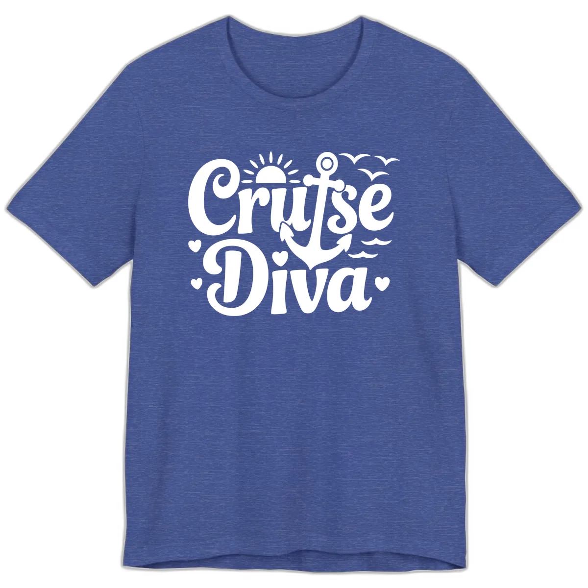 Cruise Diva Anchor Sun Design Premium T-Shirt in Heather True Royal