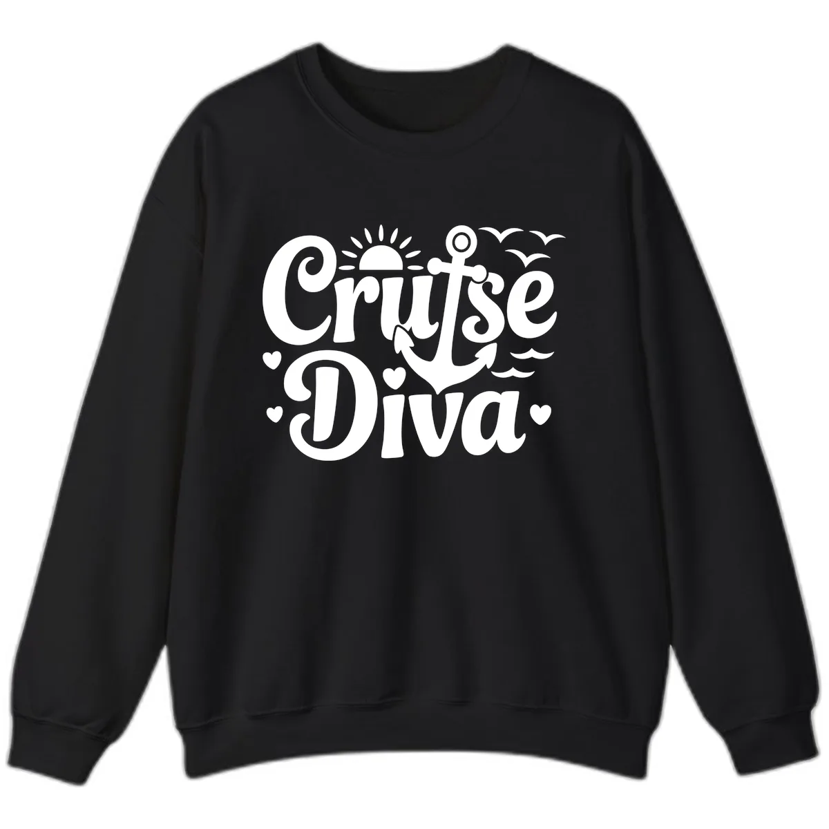 Cruise Diva Anchor Sun Design Sweatshirt in Black