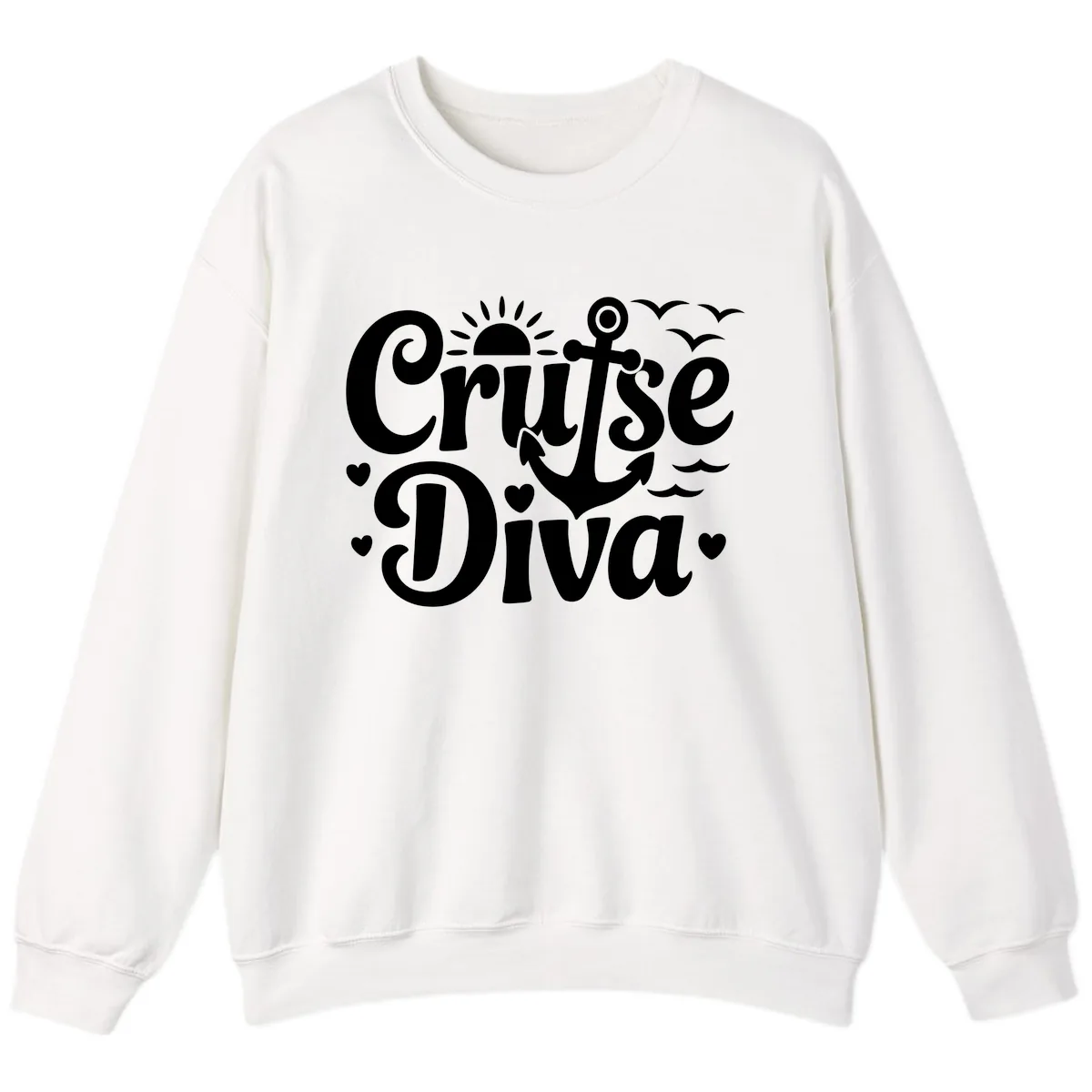 Cruise Diva Anchor Sun Design Sweatshirt in White