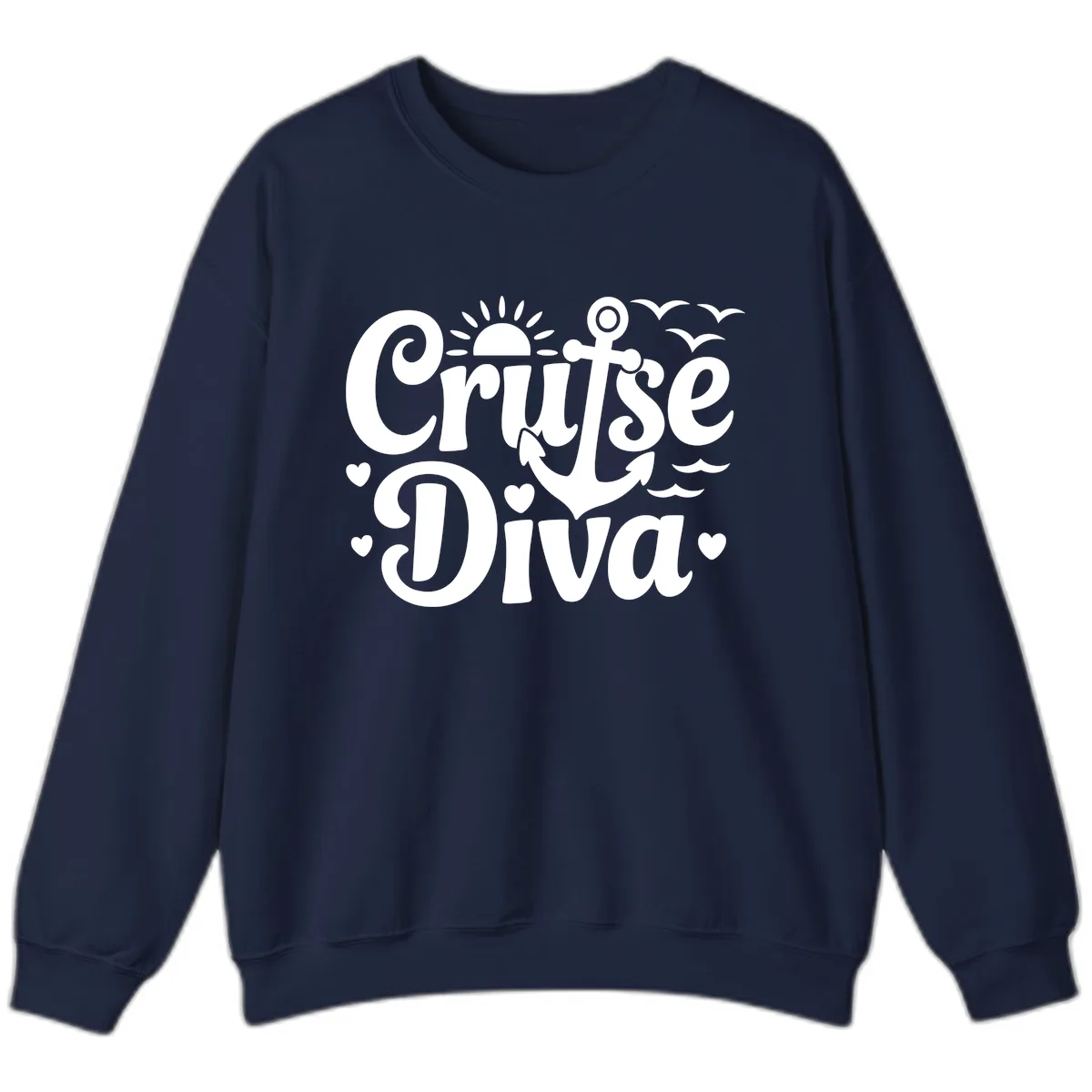 Cruise Diva Anchor Sun Design Sweatshirt in Navy