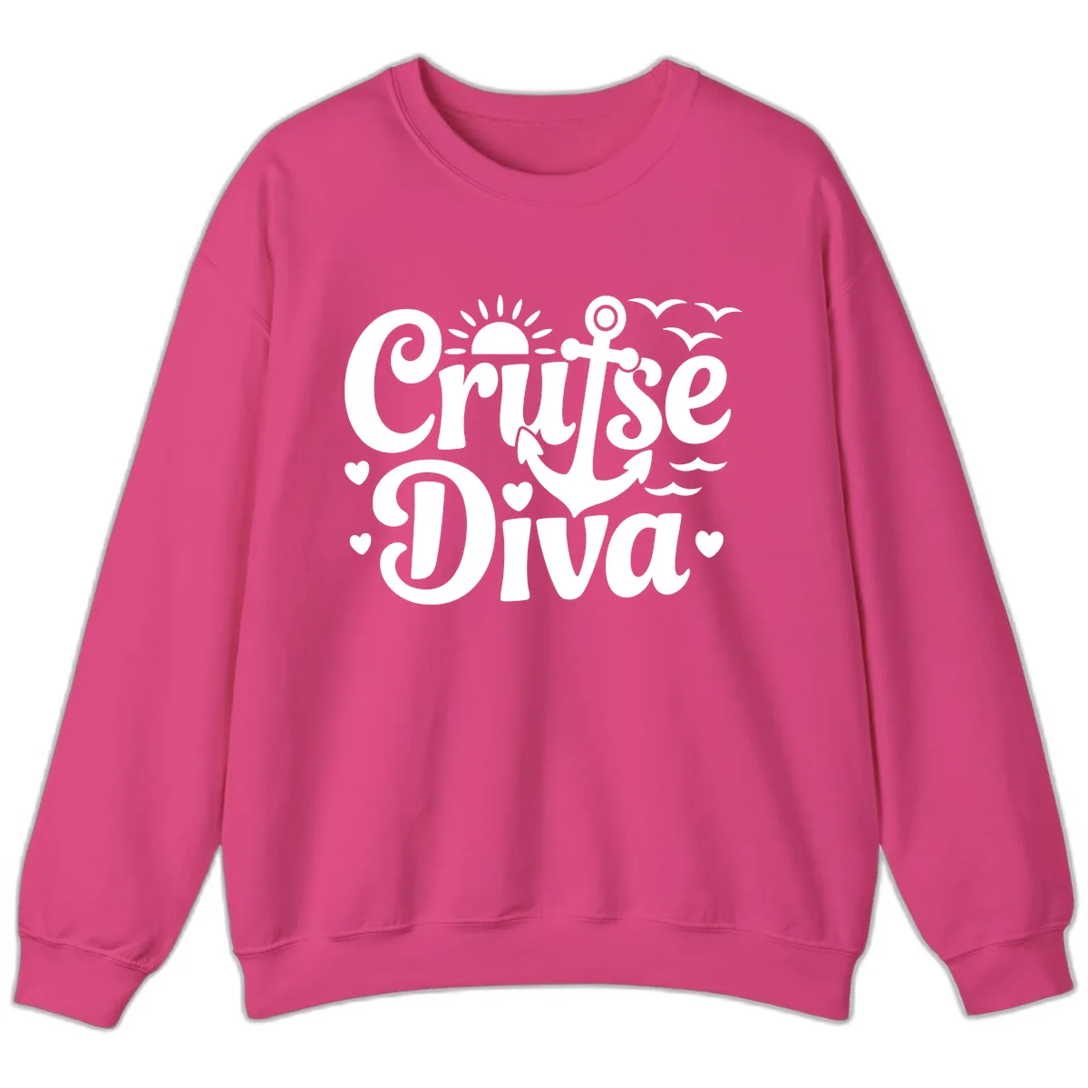 Cruise Diva Anchor Sun Design Sweatshirt in Heliconia