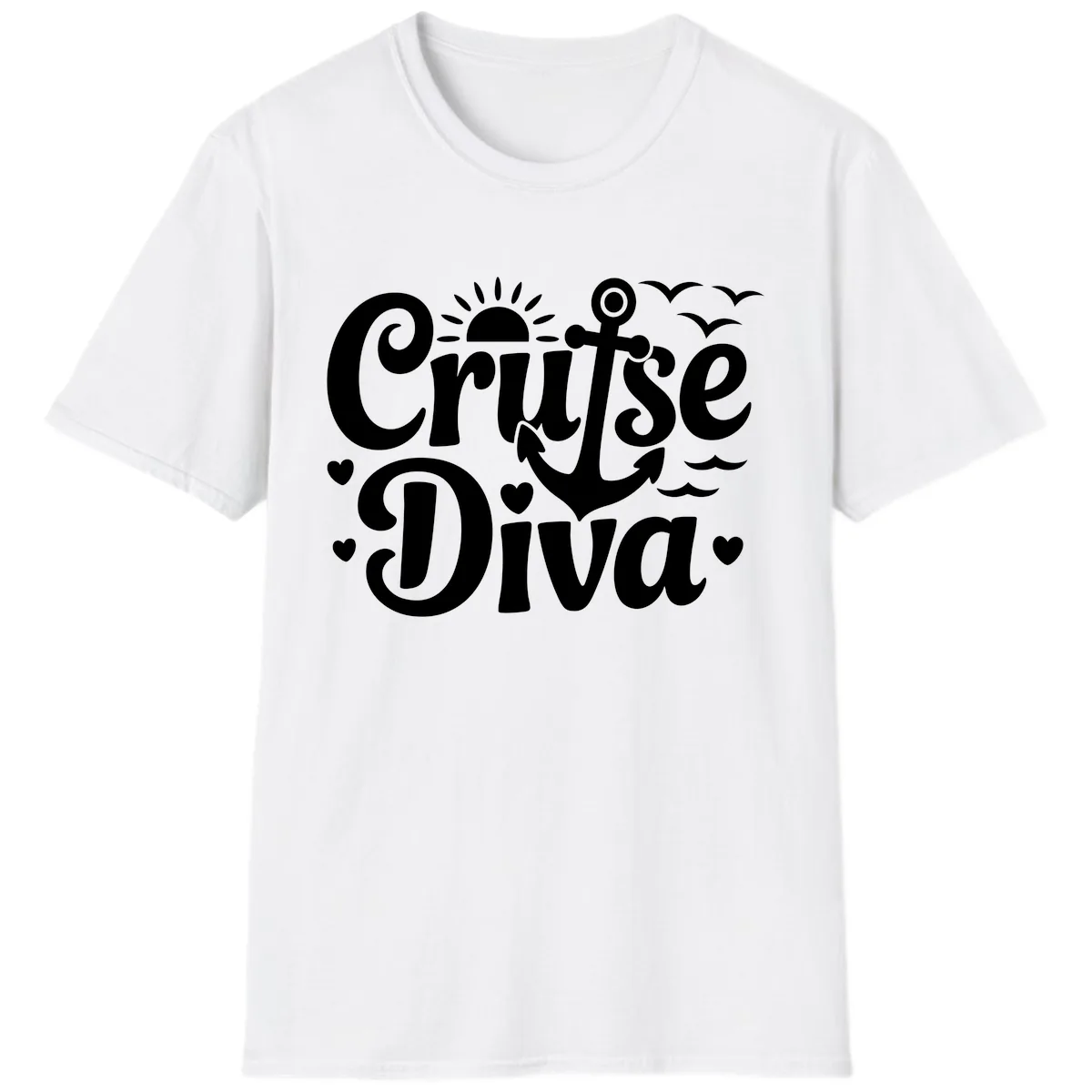 Cruise Diva Anchor Sun Design T-Shirt in White