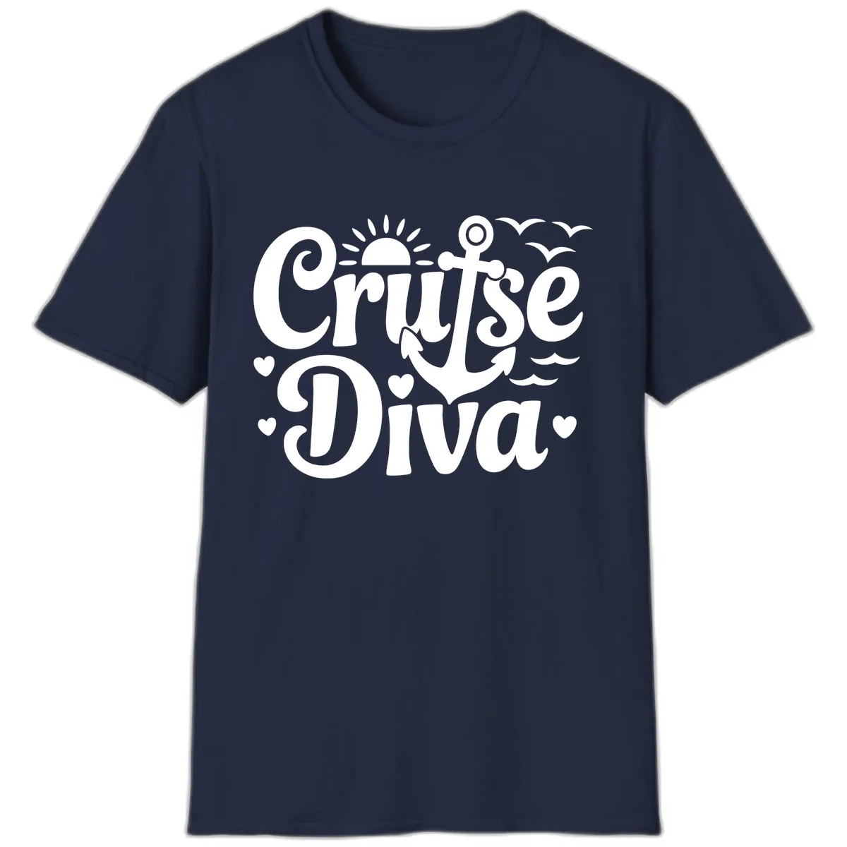 Cruise Diva Anchor Sun Design T-Shirt in Navy