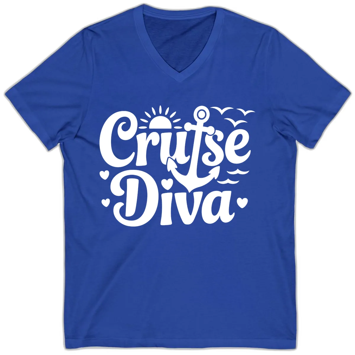 Cruise Diva Anchor Sun Design V-Neck in True Royal