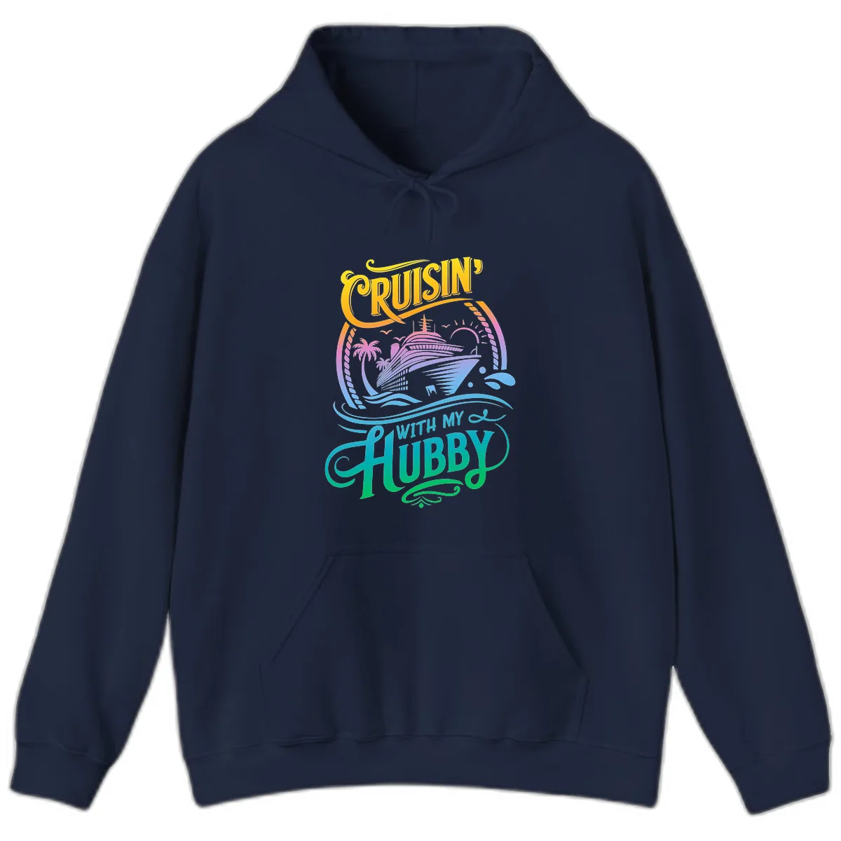 Cruisin' With My Hubby Cruise Ship Hoodie in Navy