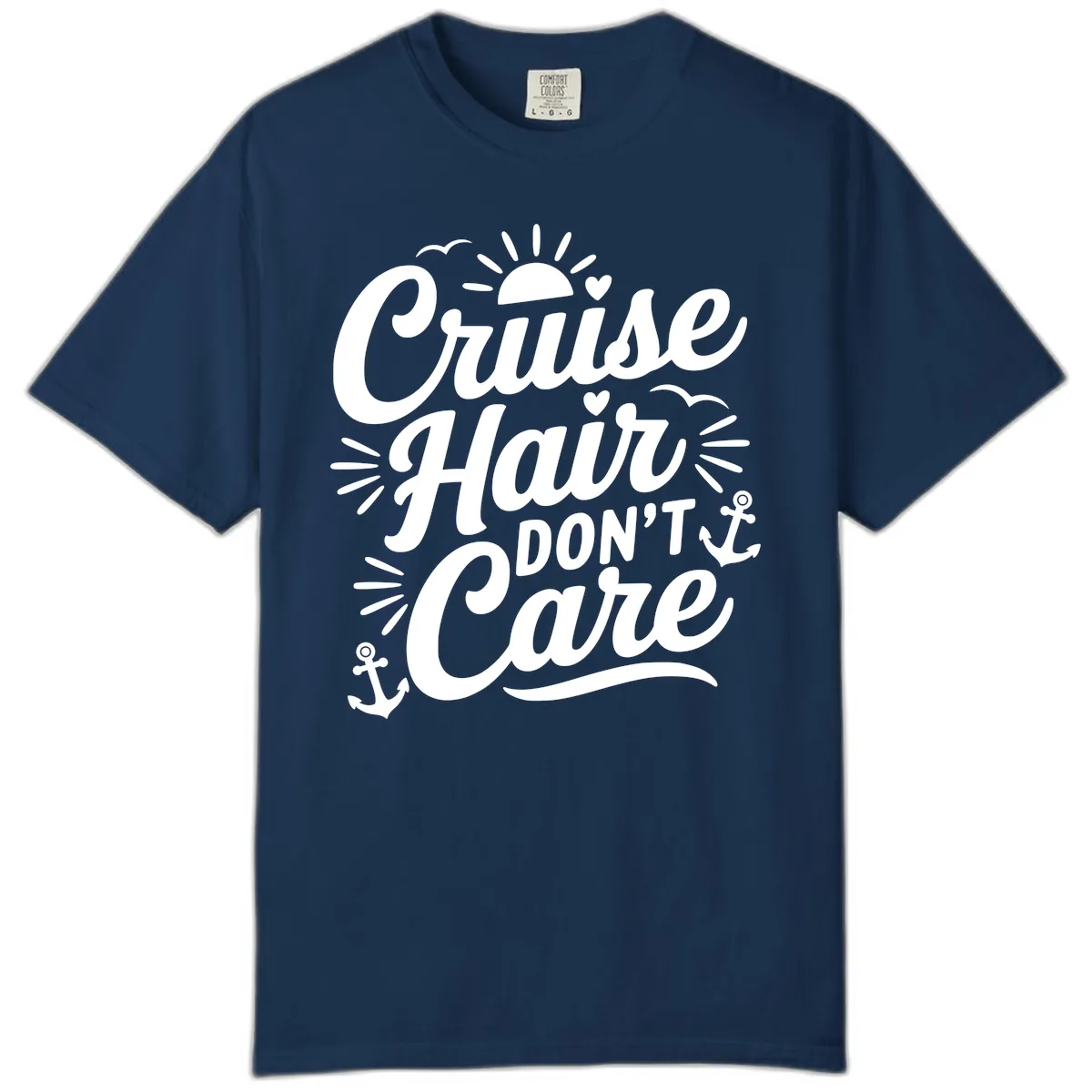 Cruise Hair Don't Care Slogan Comfort Color in Navy