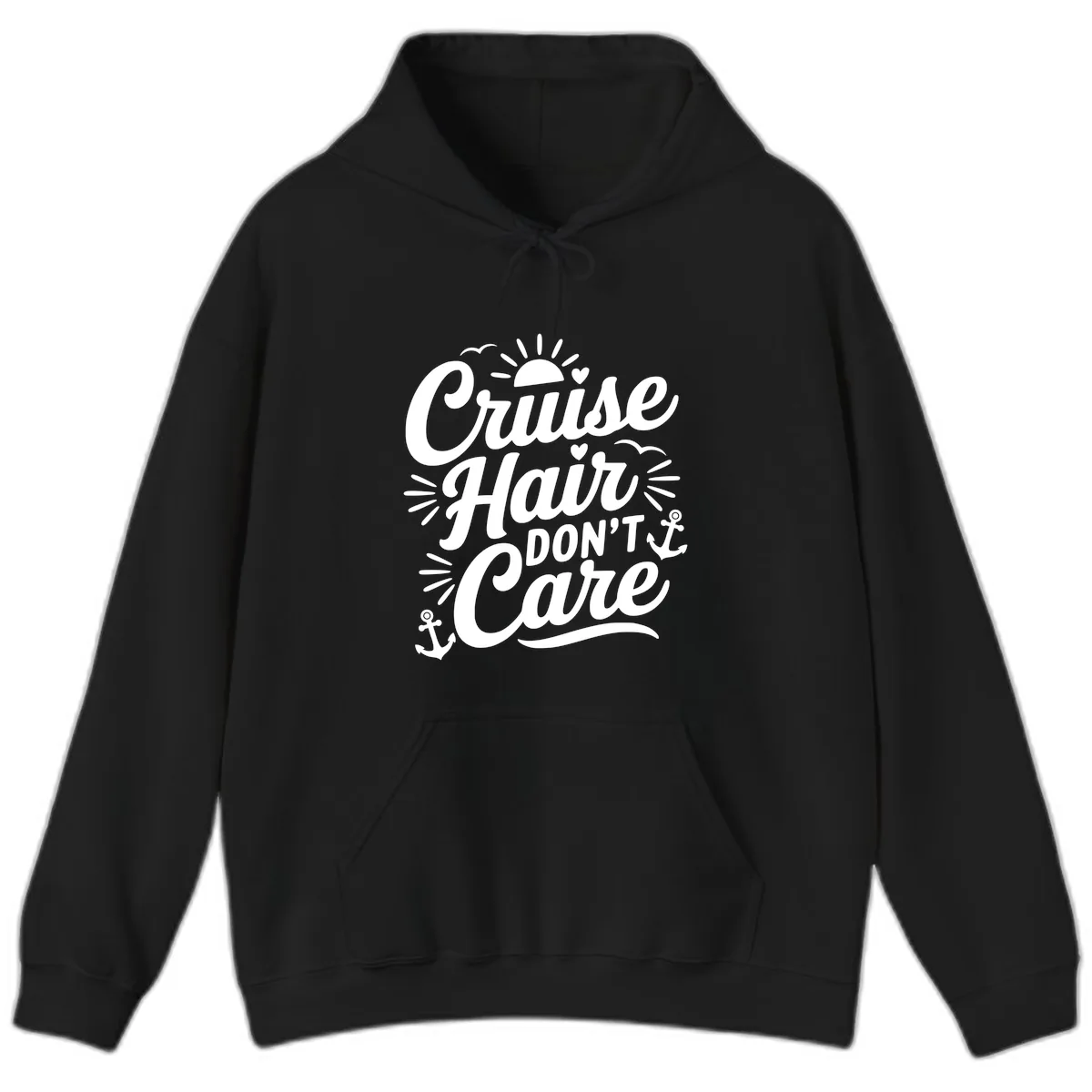Cruise Hair Don't Care Slogan Hoodie in Black