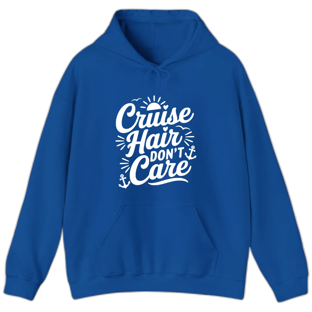 Cruise Hair Don't Care Slogan Hoodie in Royal