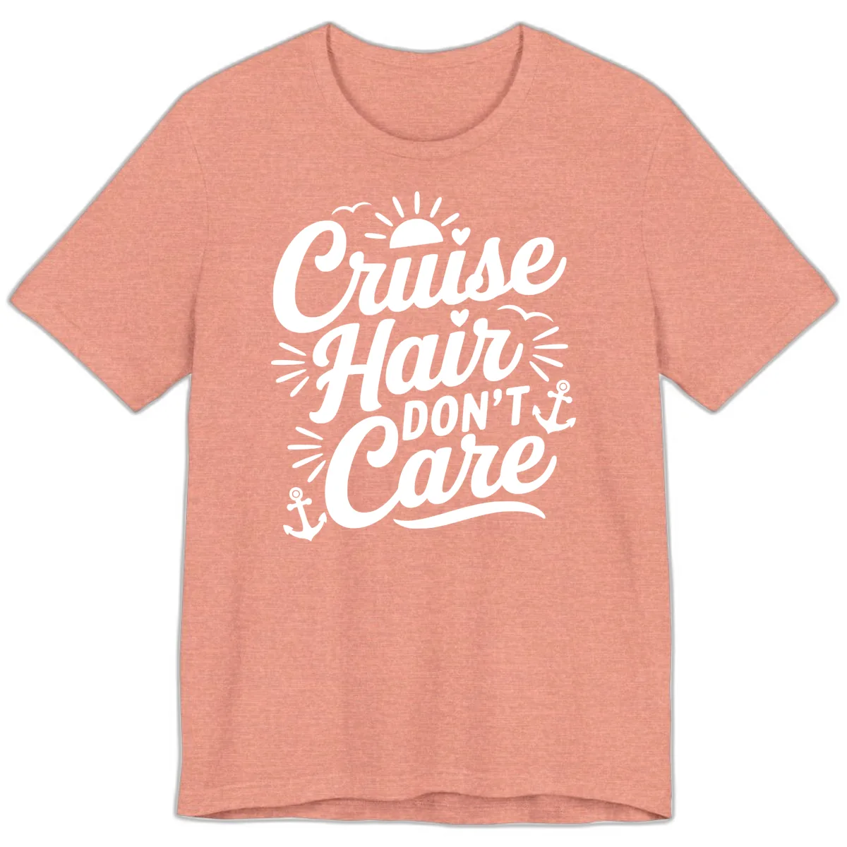 Cruise Hair Don't Care Slogan Premium T-Shirt in Heather Sunset