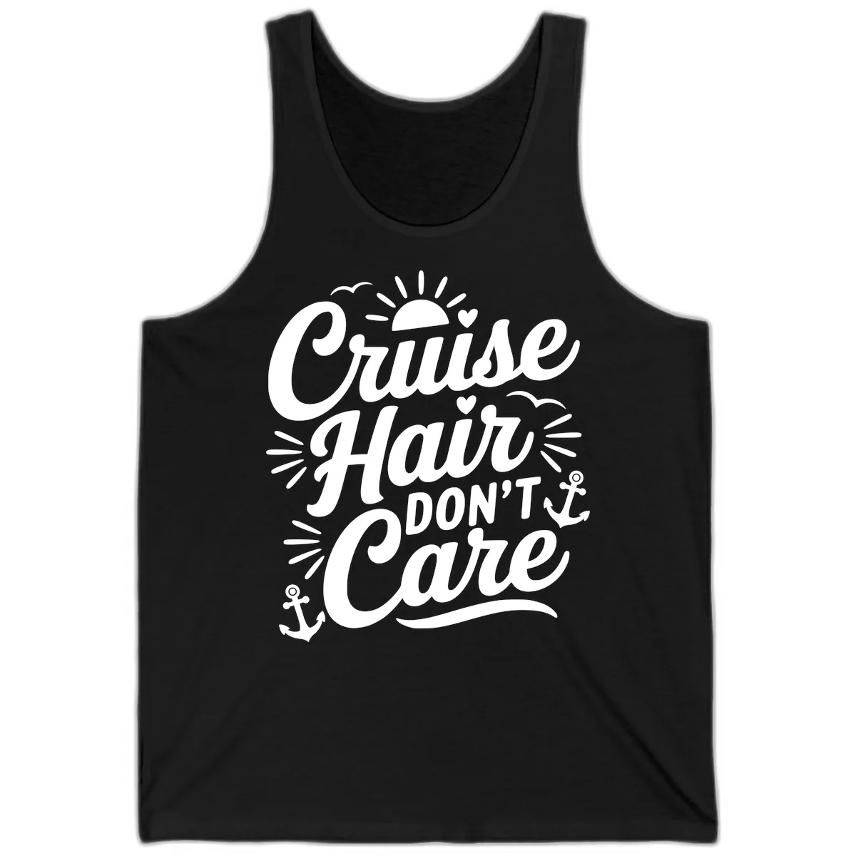 Cruise Hair Don't Care Slogan Tank in Black