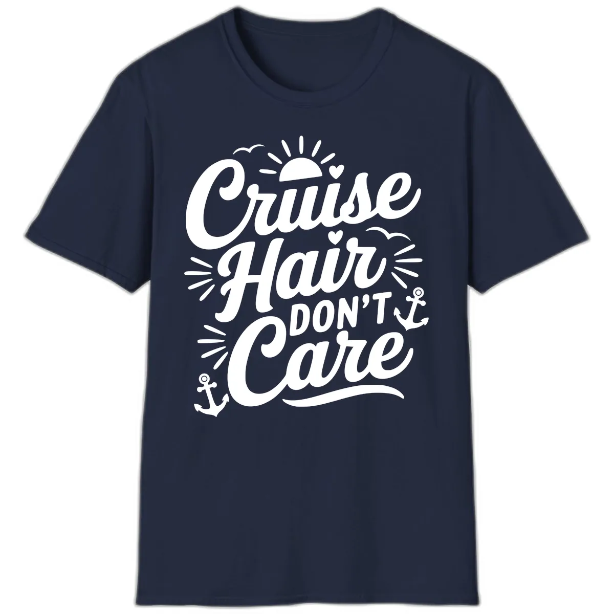 Cruise Hair Don't Care Slogan T-Shirt in Navy