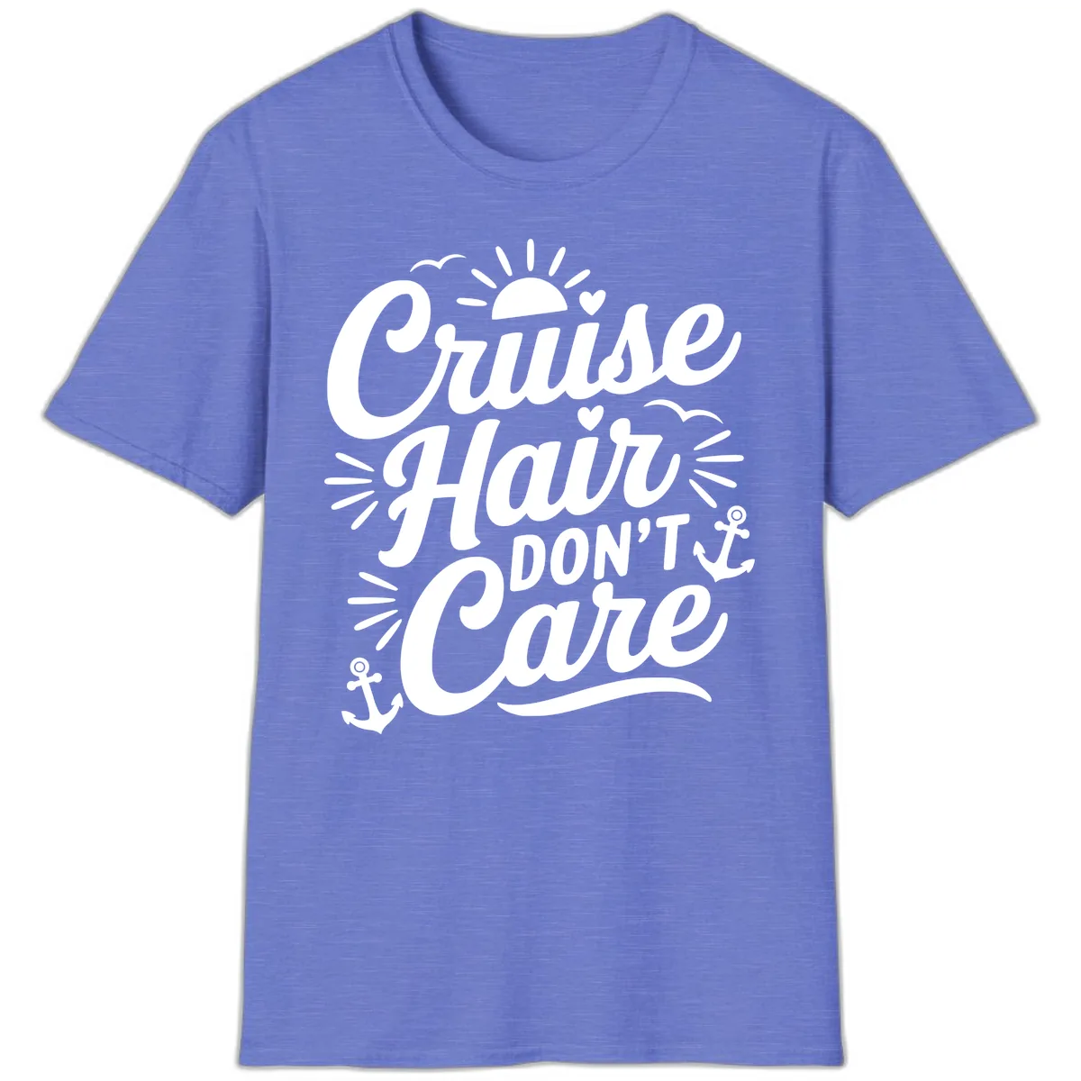 Cruise Hair Don't Care Slogan T-Shirt in Heather Royal