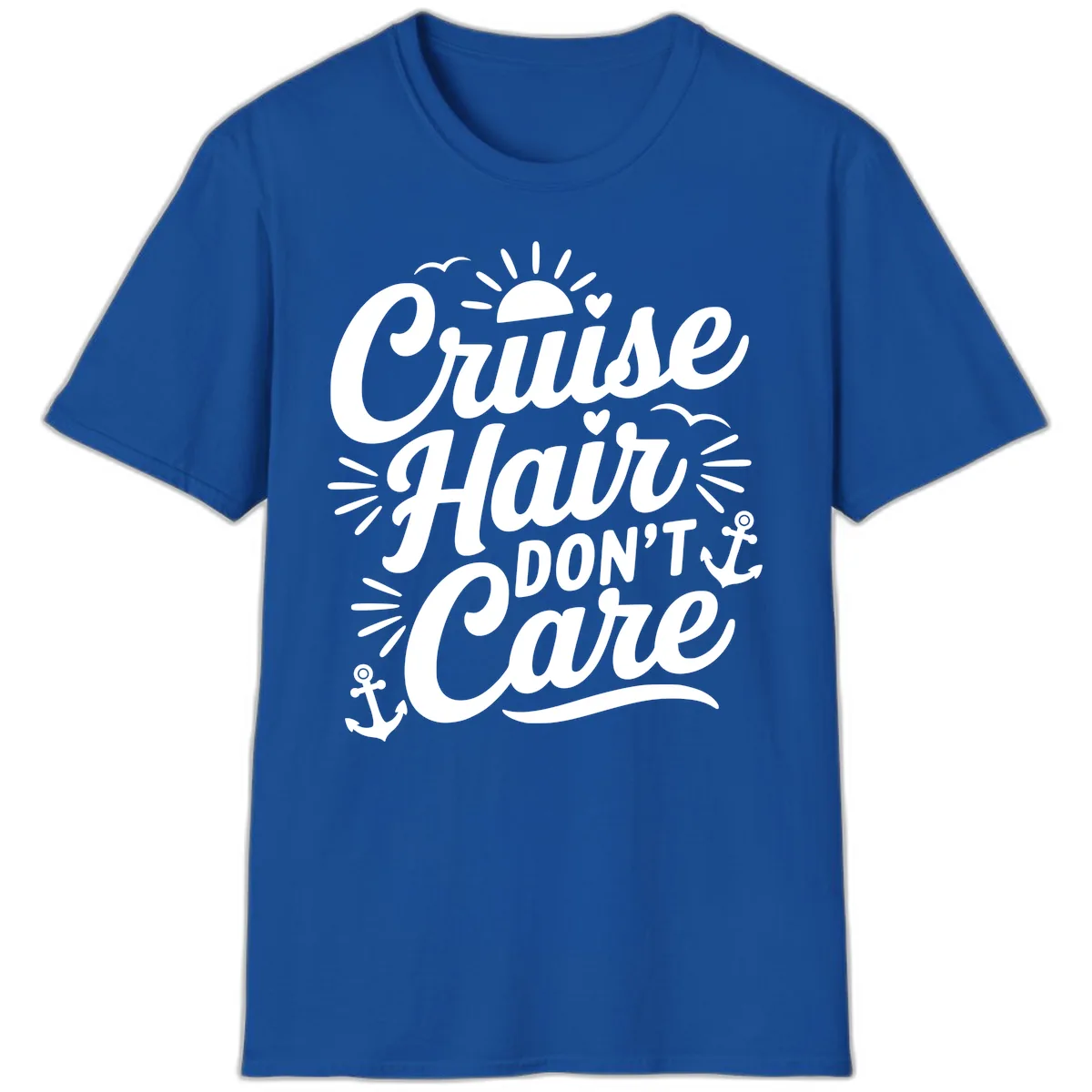 Cruise Hair Don't Care Slogan T-Shirt in Royal