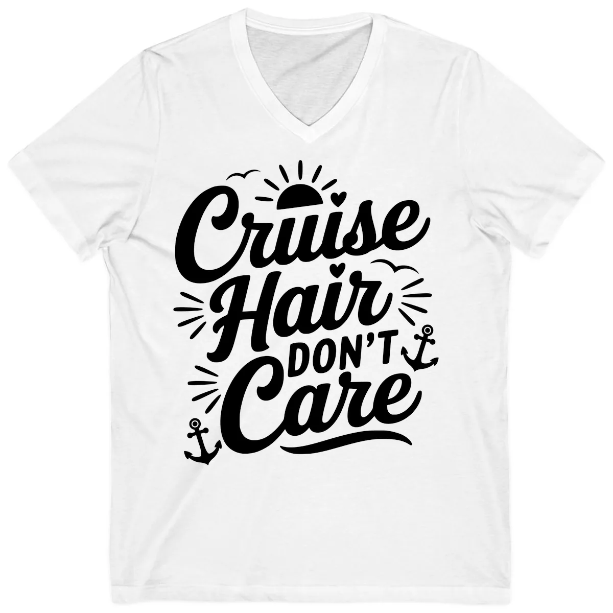 Cruise Hair Don't Care Slogan V-Neck in White