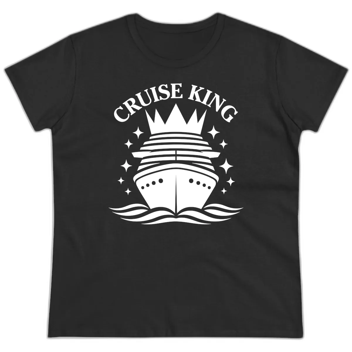 Cruise King Crowned Ship Ladies Tee in Black