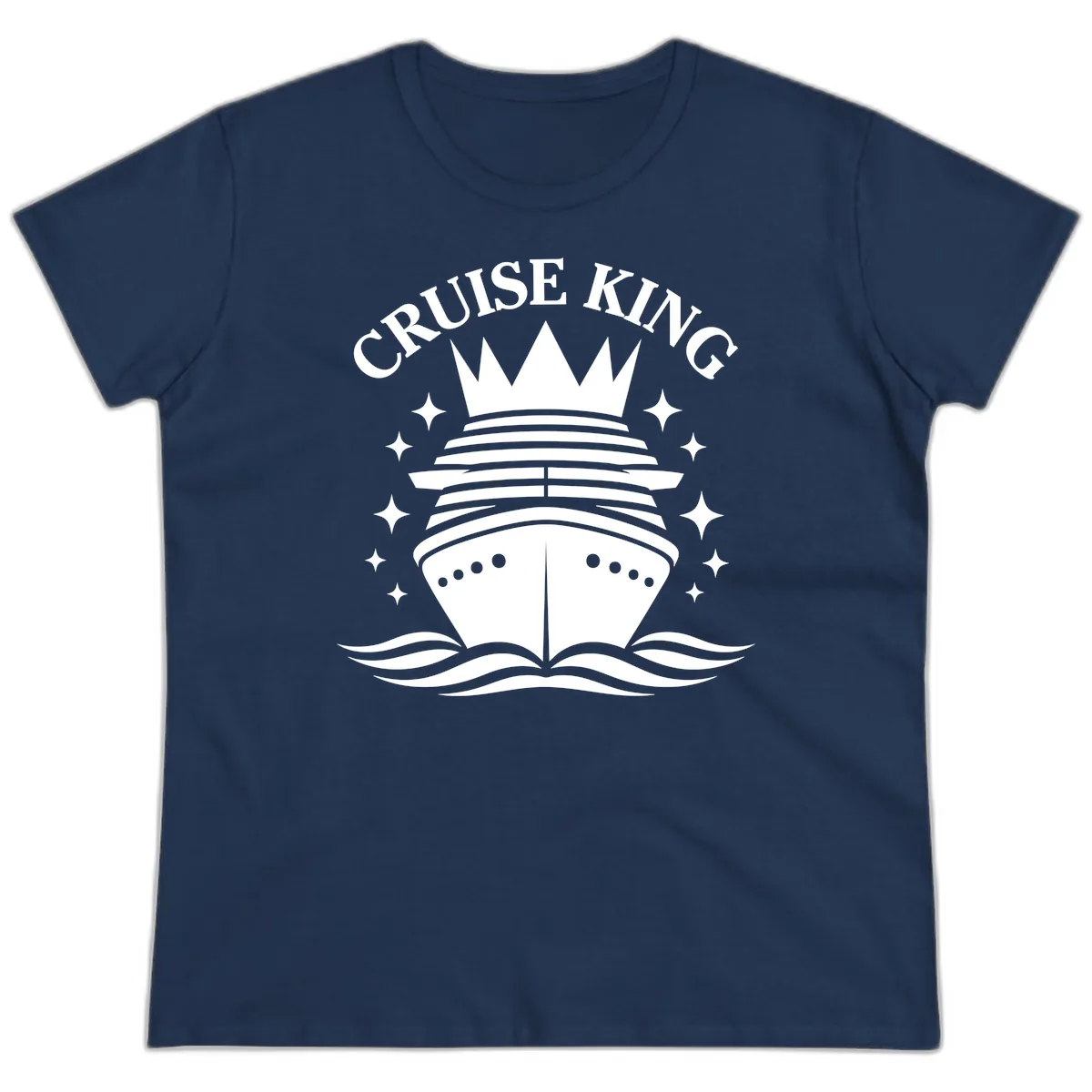 Cruise King Crowned Ship Ladies Tee in Navy