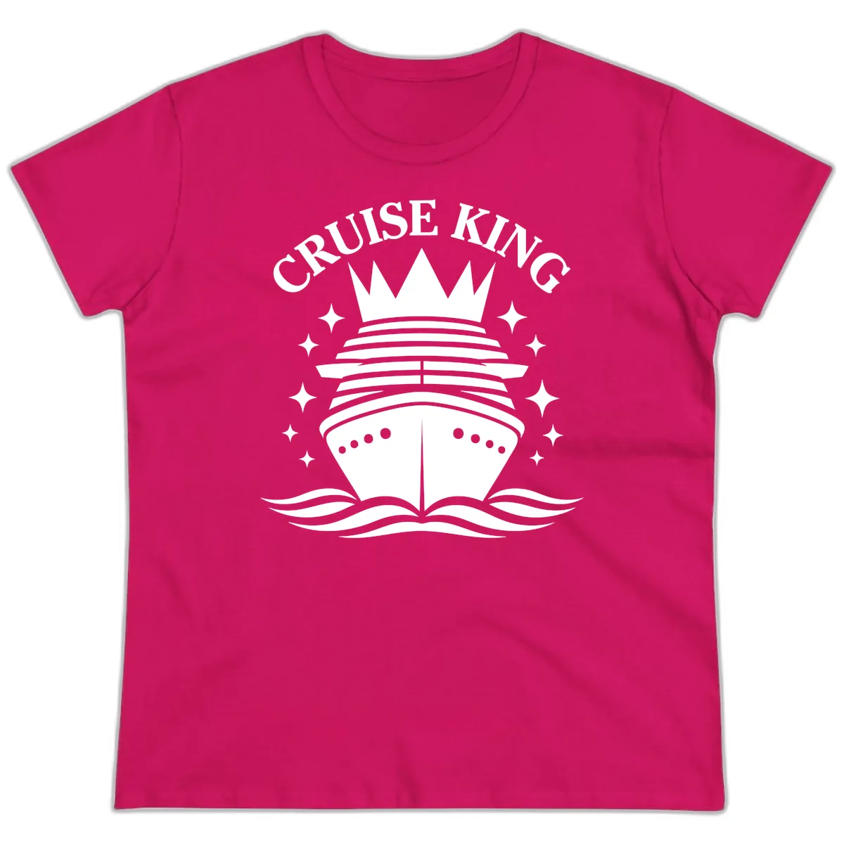 Cruise King Crowned Ship Ladies Tee in Heliconia
