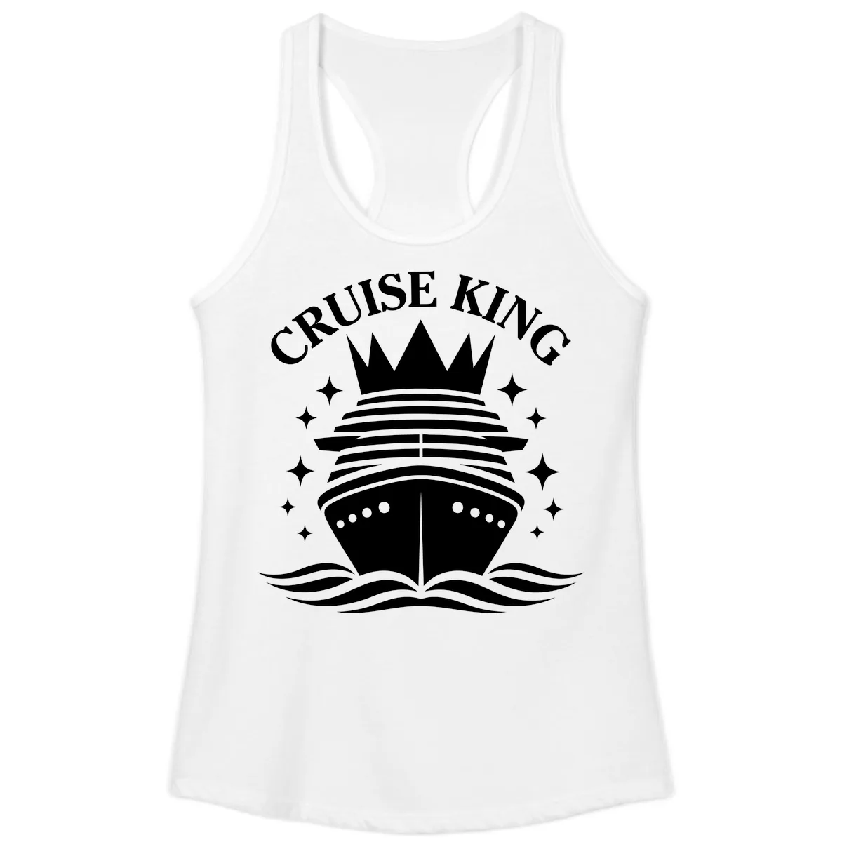 Cruise King Crowned Ship Ladies Tank in White