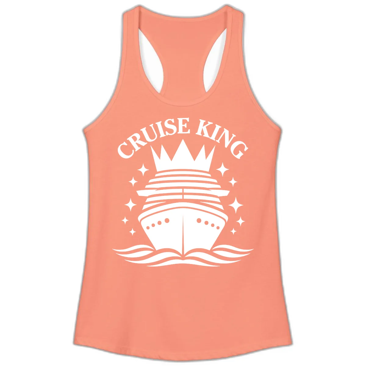 Cruise King Crowned Ship Ladies Tank in Solid Light Orange