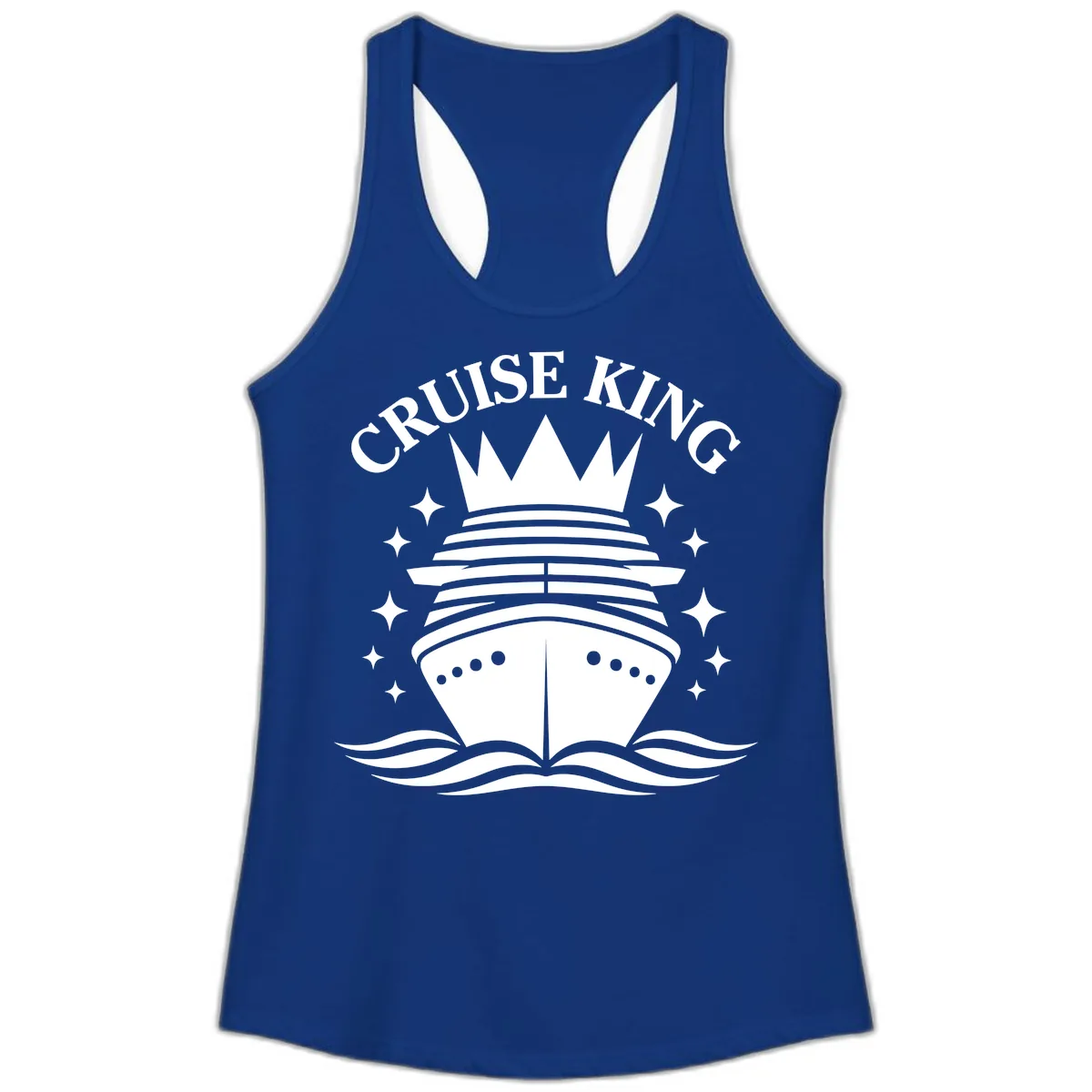 Cruise King Crowned Ship Ladies Tank in Solid Royal