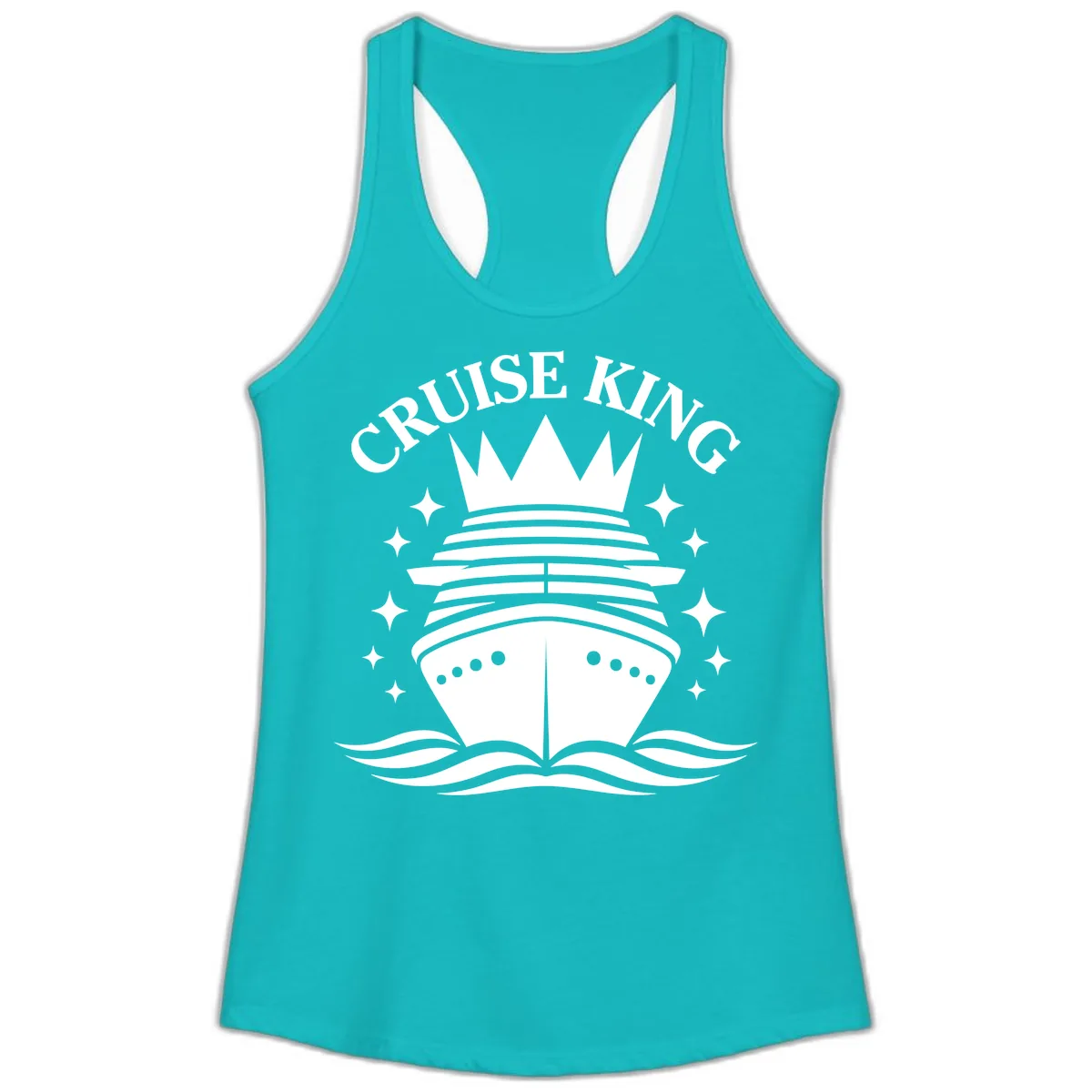 Cruise King Crowned Ship Ladies Tank in Tahiti Blue