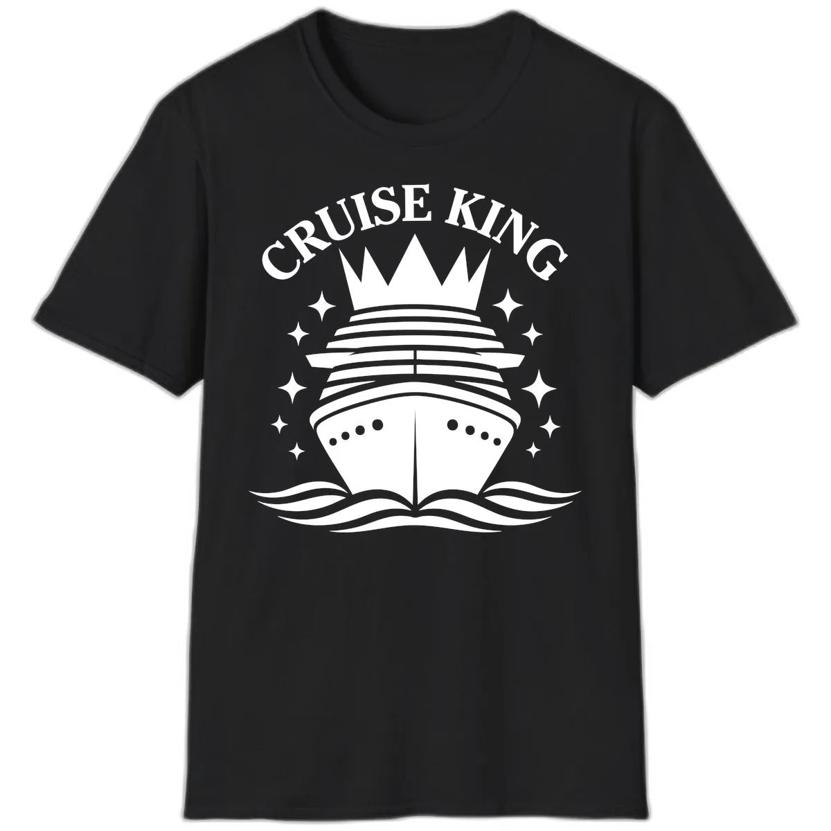 Cruise King Crowned Ship T-Shirt in Black