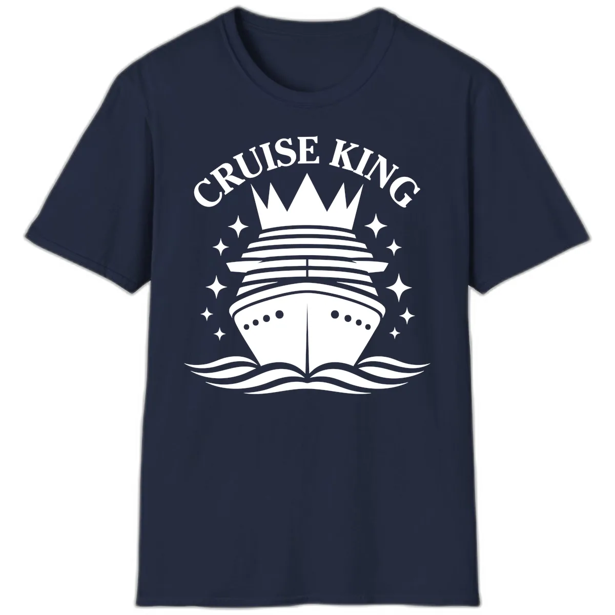 Cruise King Crowned Ship T-Shirt in Navy