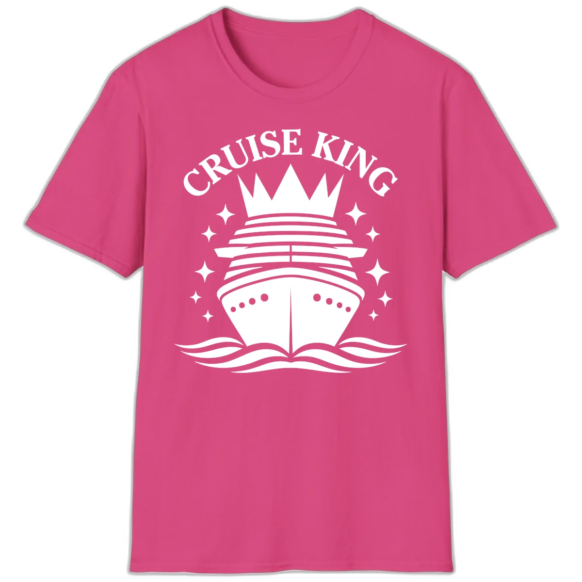 Cruise King Crowned Ship T-Shirt in Heliconia