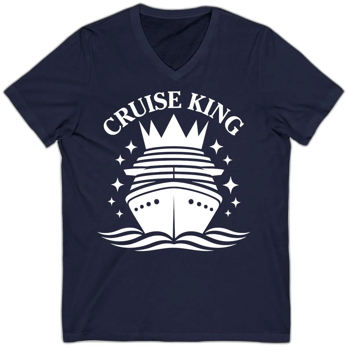 Cruise King Crowned Ship V-Neck in Navy