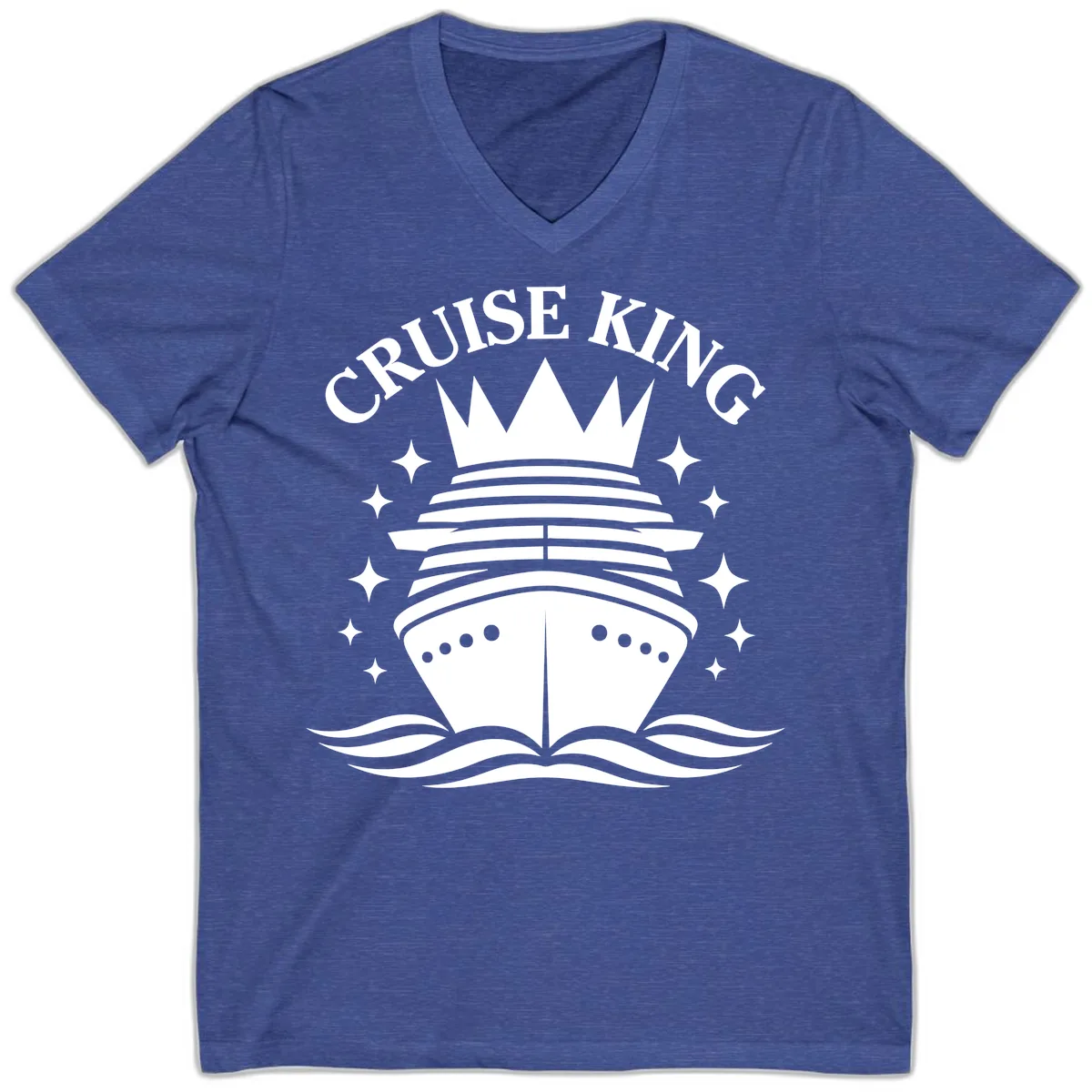 Cruise King Crowned Ship V-Neck in Heather True Royal