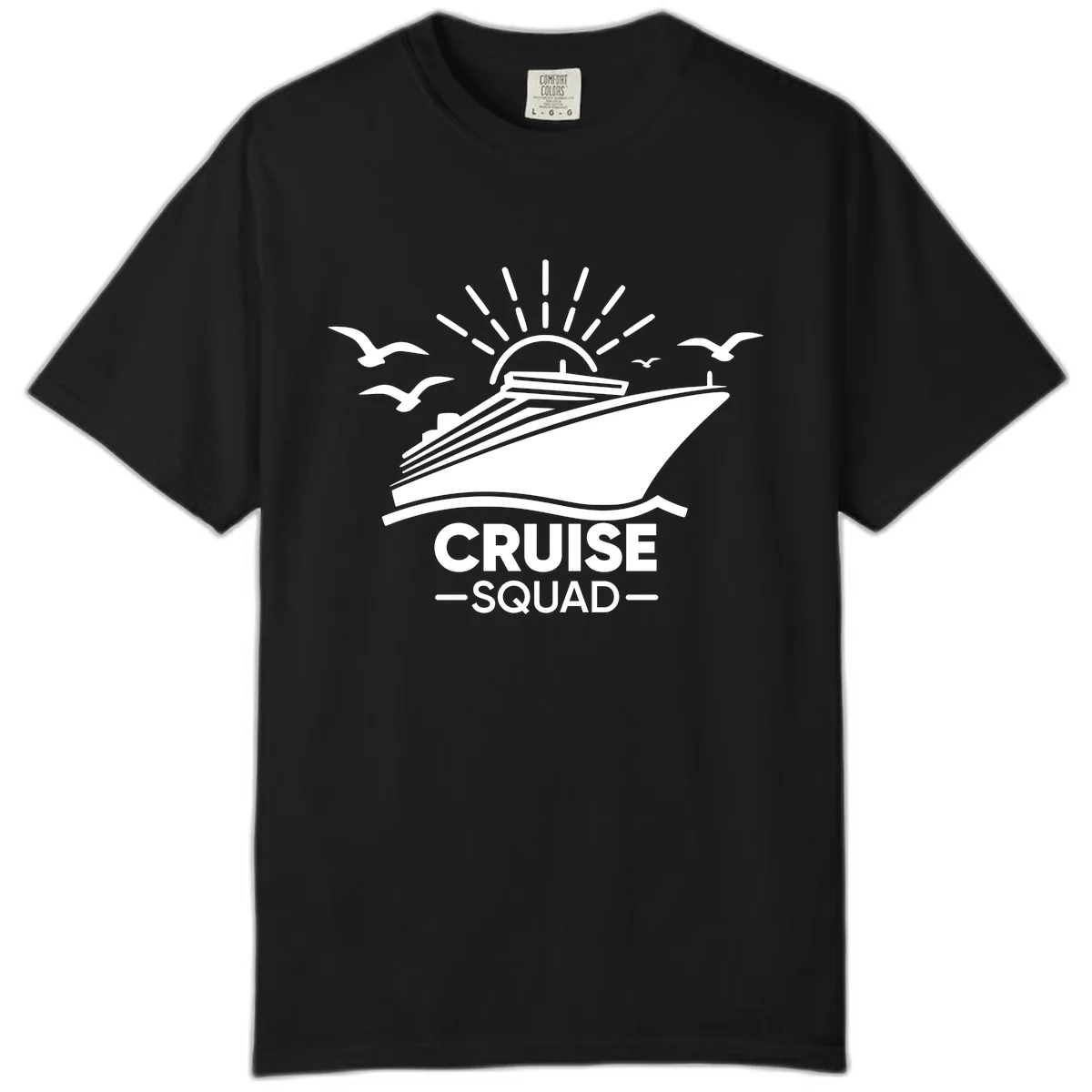 Cruise Squad Ship And Sun Design Comfort Color in Black