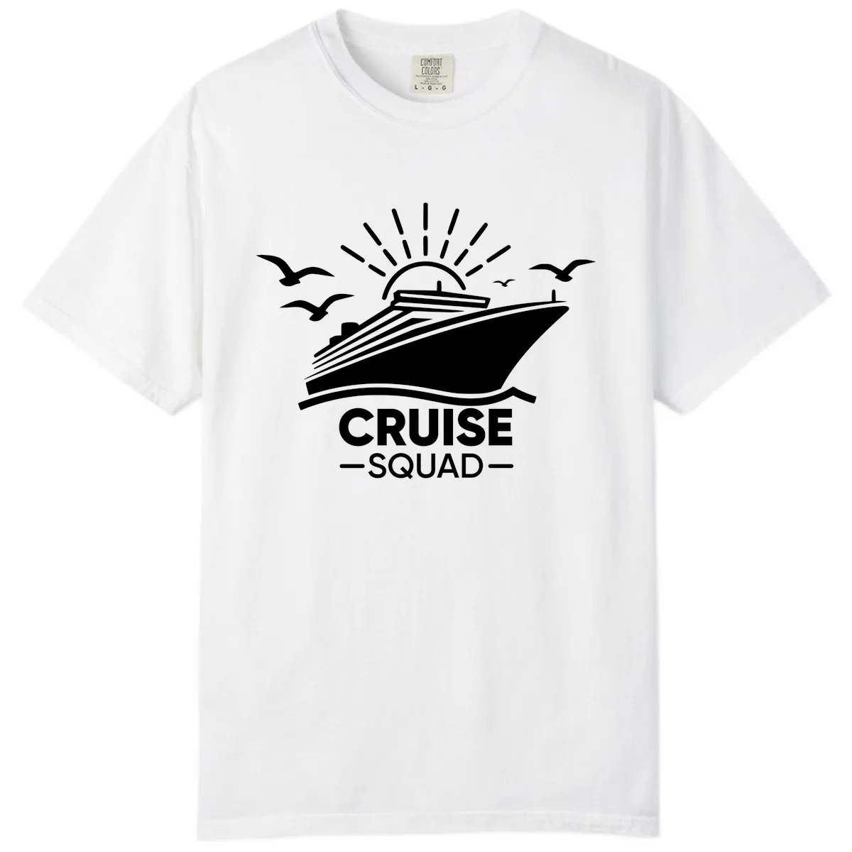 Cruise Squad Ship And Sun Design Comfort Color in White