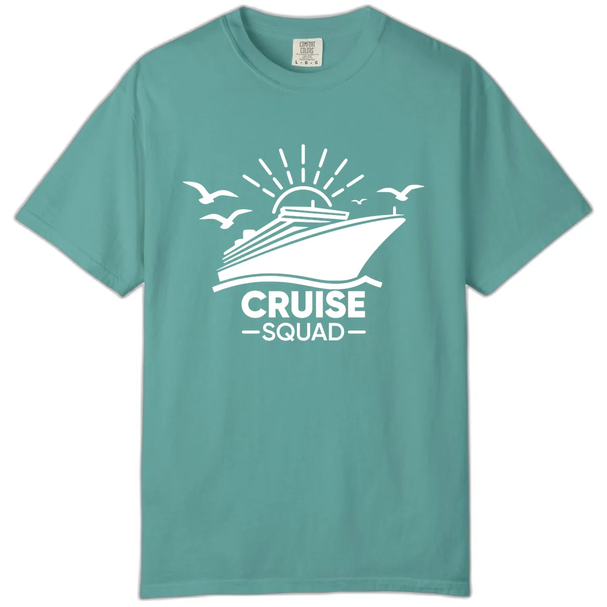 Cruise Squad Ship And Sun Design Comfort Color in Seafoam