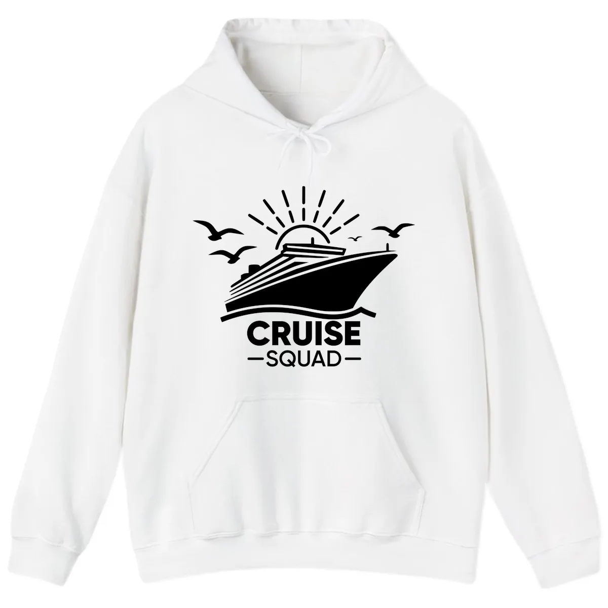 Cruise Squad Ship And Sun Design Hoodie in White