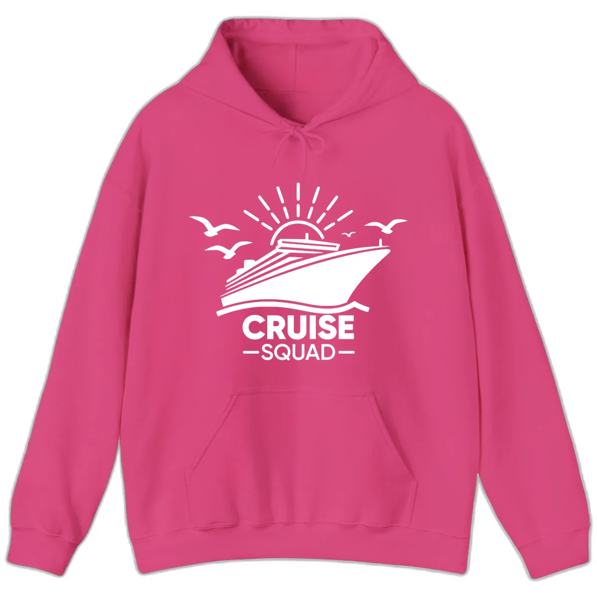 Cruise Squad Ship And Sun Design Hoodie in Heliconia