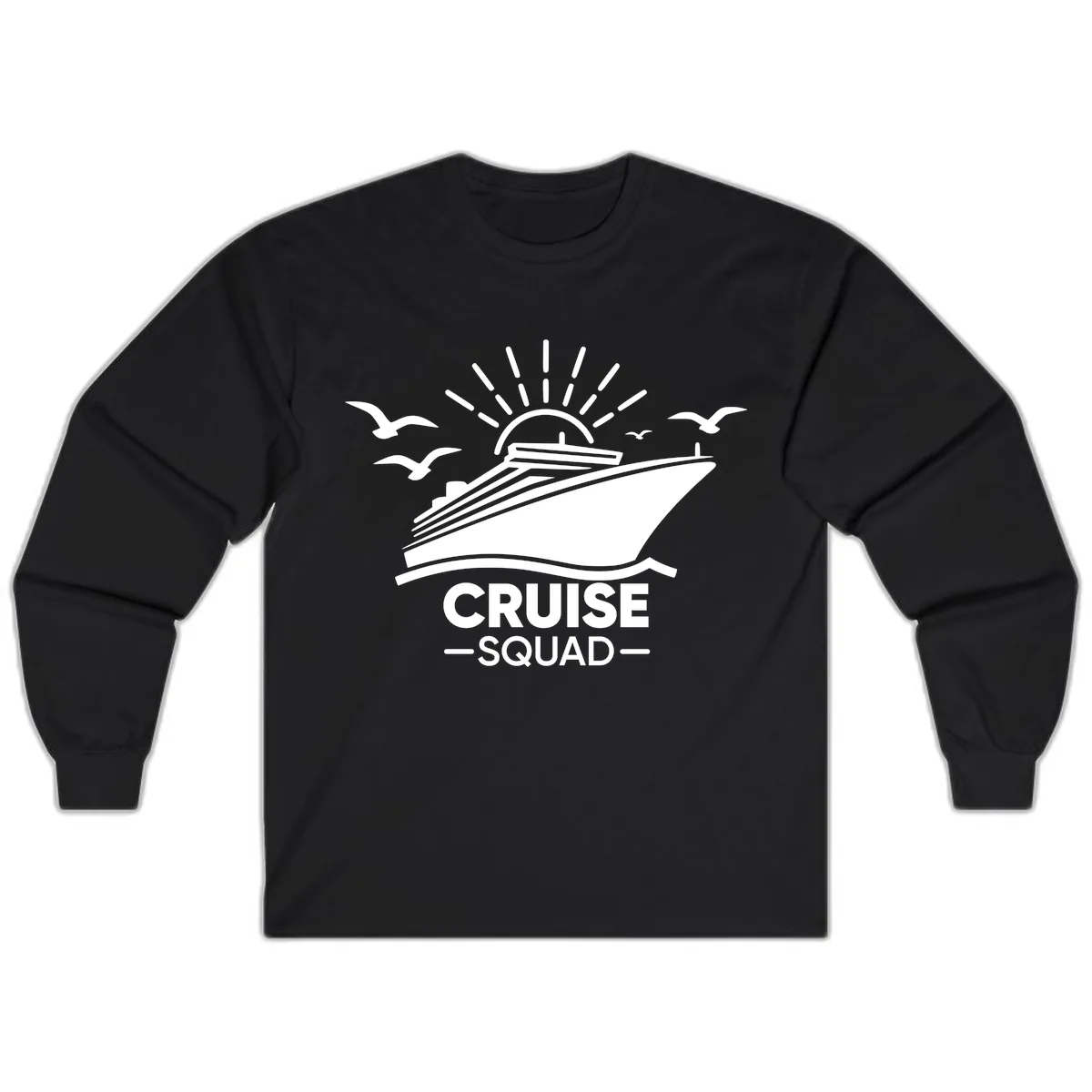 Cruise Squad Ship And Sun Design Long Sleeve in Black
