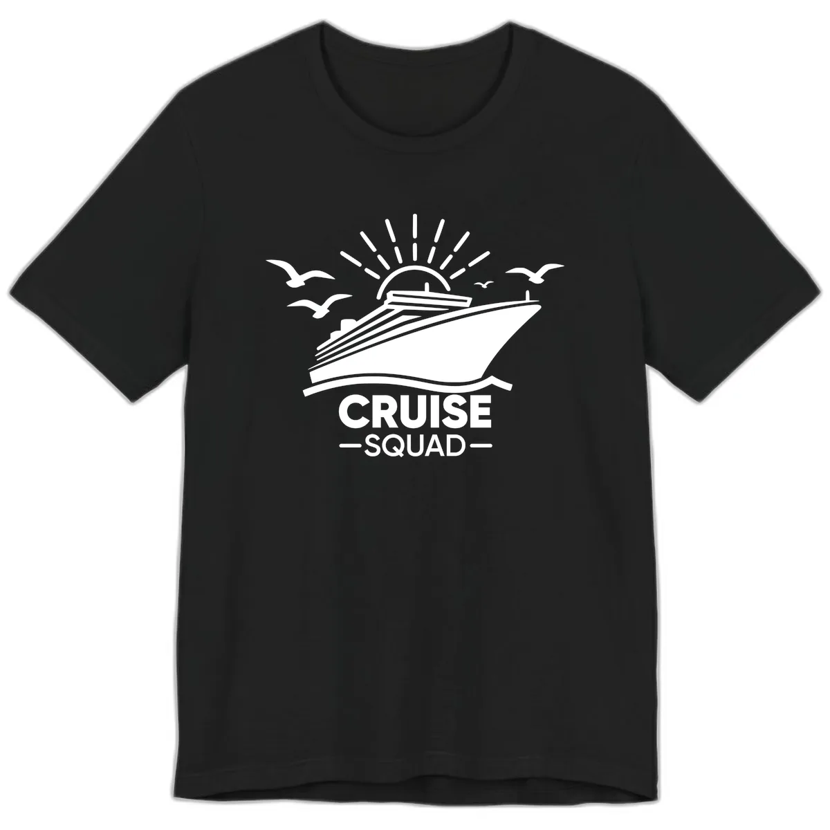 Cruise Squad Ship And Sun Design Premium T-Shirt in Black