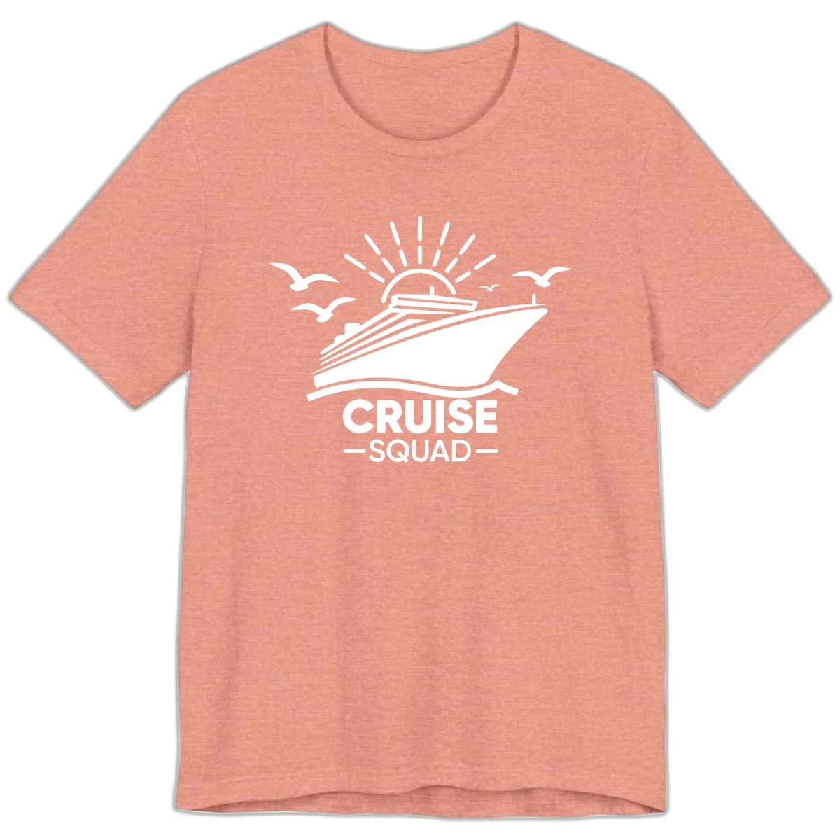 Cruise Squad Ship And Sun Design Premium T-Shirt in Heather Sunset