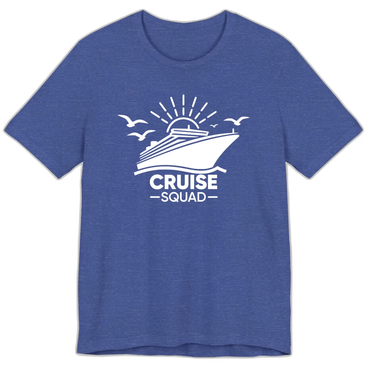 Cruise Squad Ship And Sun Design Premium T-Shirt in Heather True Royal
