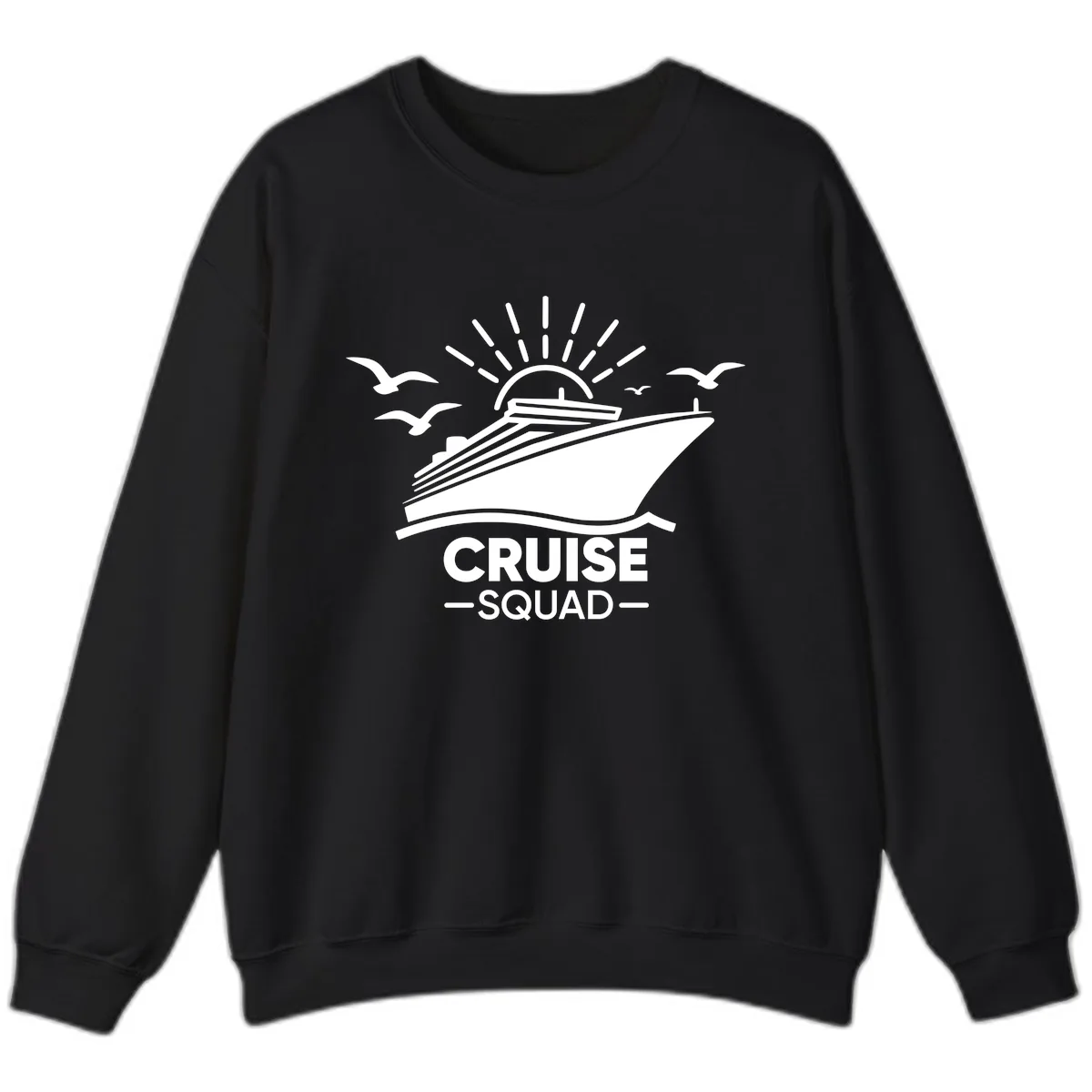 Cruise Squad Ship And Sun Design Sweatshirt in Black