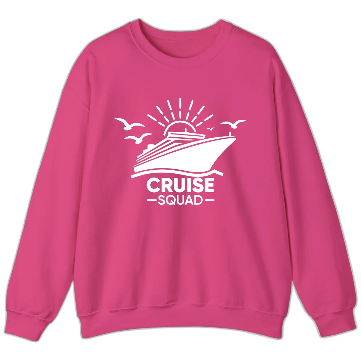 Cruise Squad Ship And Sun Design Sweatshirt in Heliconia