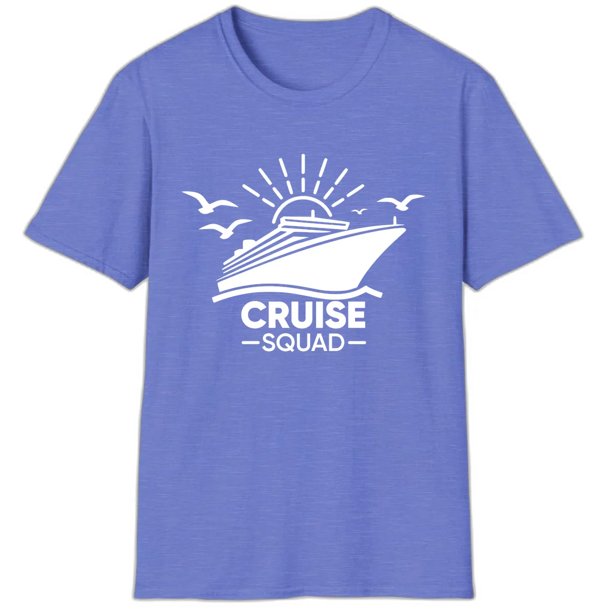 Cruise Squad Ship And Sun Design T-Shirt in Heather Royal