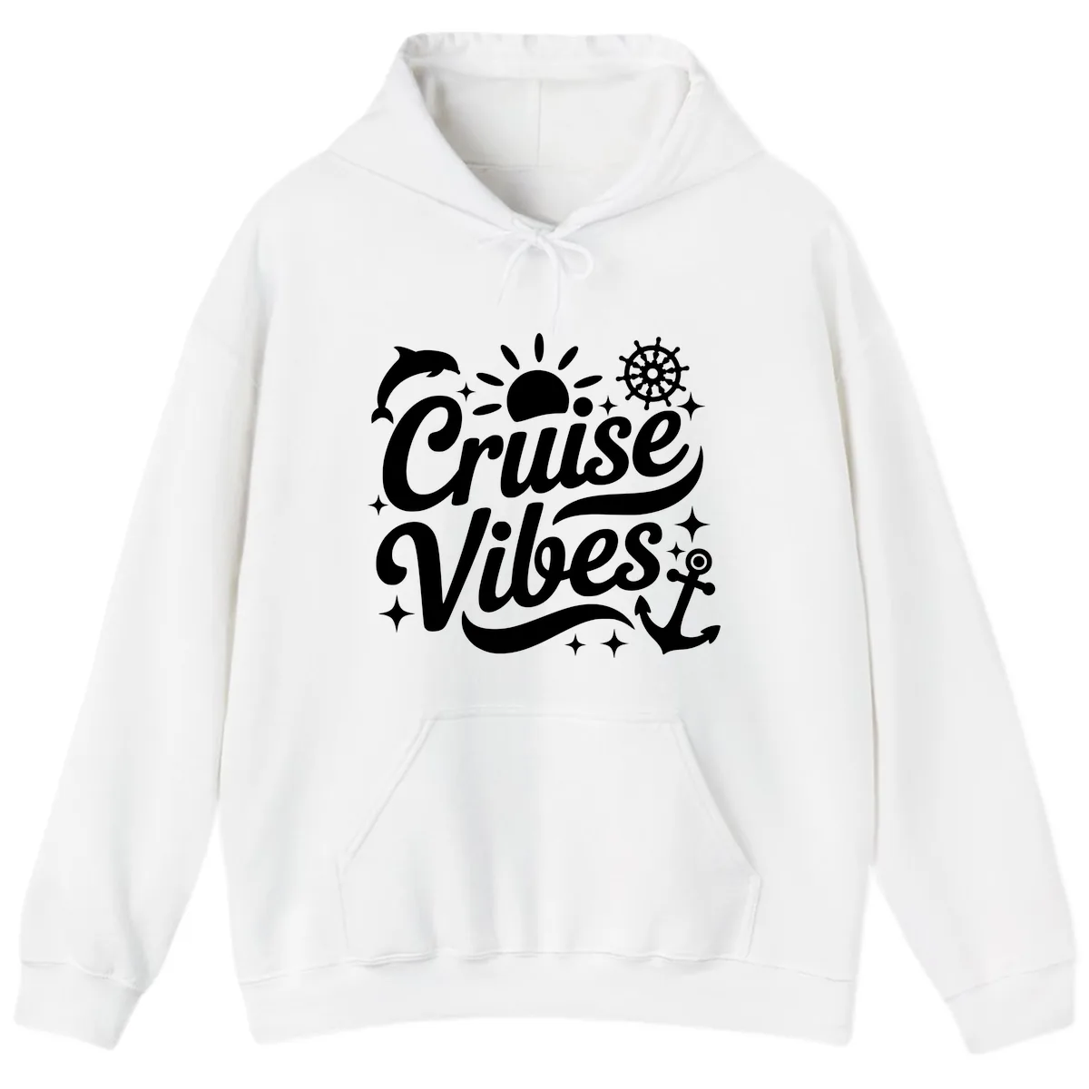 Cruise Vibes Tropical Vacation Design Hoodie in White