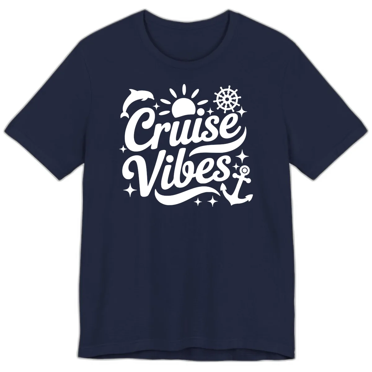 Cruise Vibes Tropical Vacation Design Premium T-Shirt in Navy