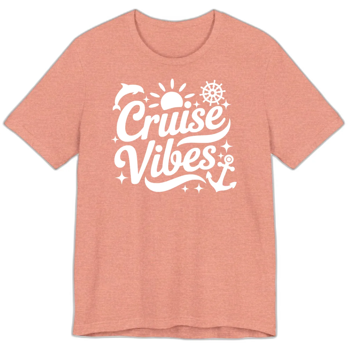 Cruise Vibes Tropical Vacation Design Premium T-Shirt in Heather Sunset
