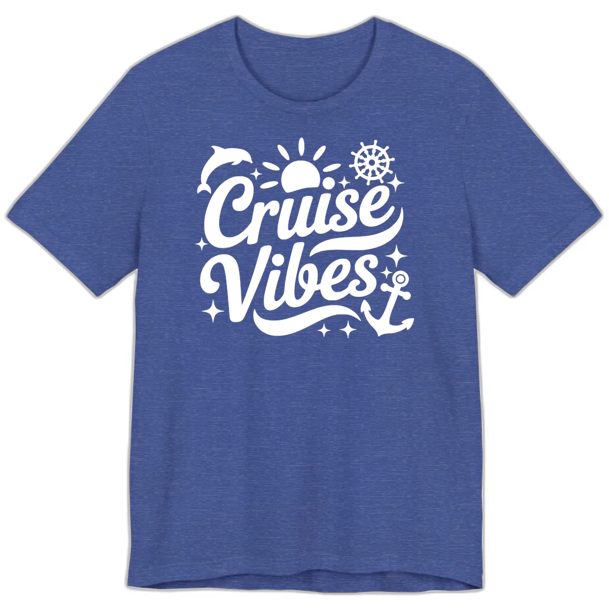 Cruise Vibes Tropical Vacation Design Premium T-Shirt in Heather True Royal