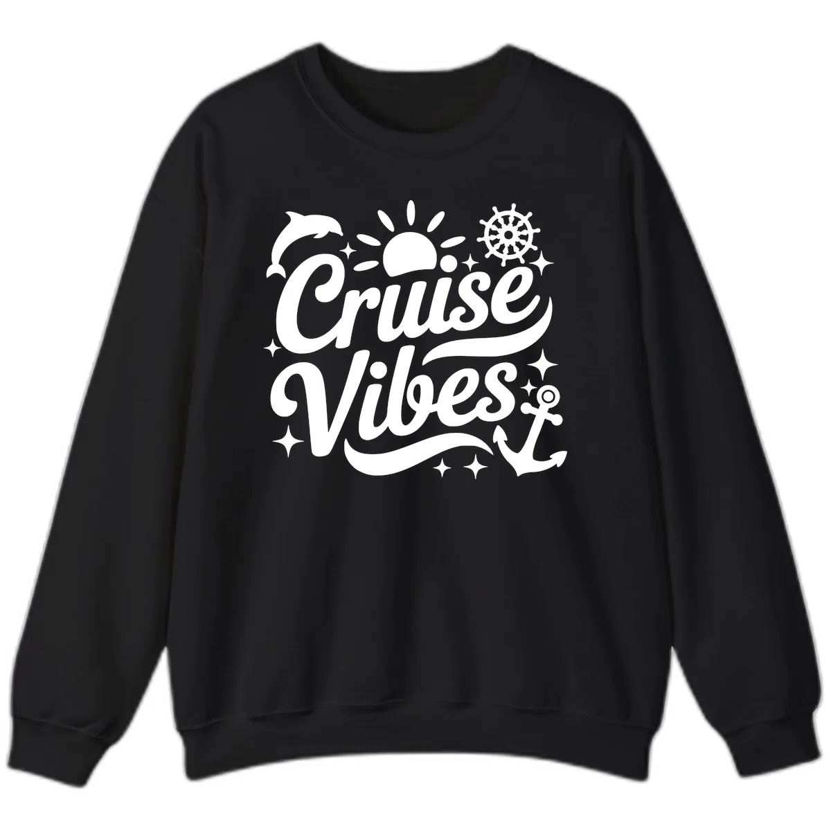 Cruise Vibes Tropical Vacation Design Sweatshirt in Black